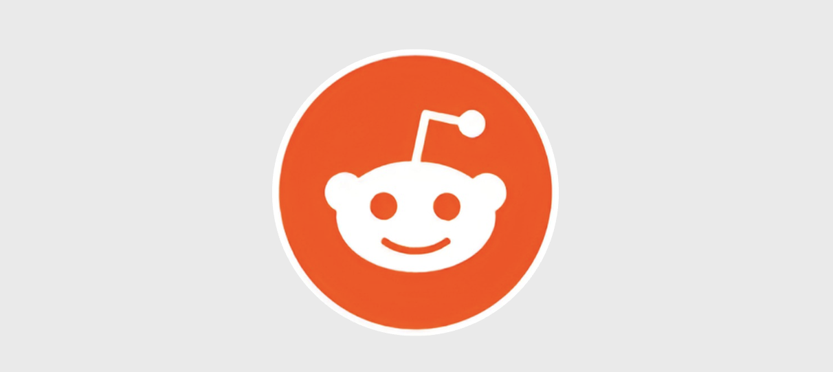 The Reddit logo featuring the white alien mascot "Snoo" with an antenna, set against a bright orange circular background.