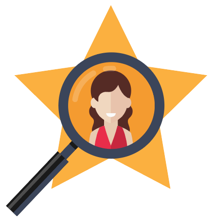  Magnifying glass over person with star background