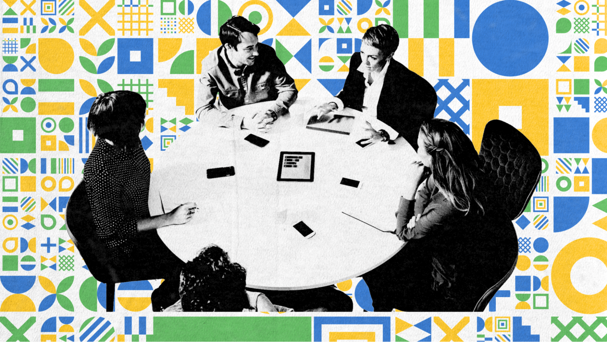 Creative depiction of a diverse team collaborating around a table, symbolizing inclusivity and teamwork within a multicultural workplace environment.
