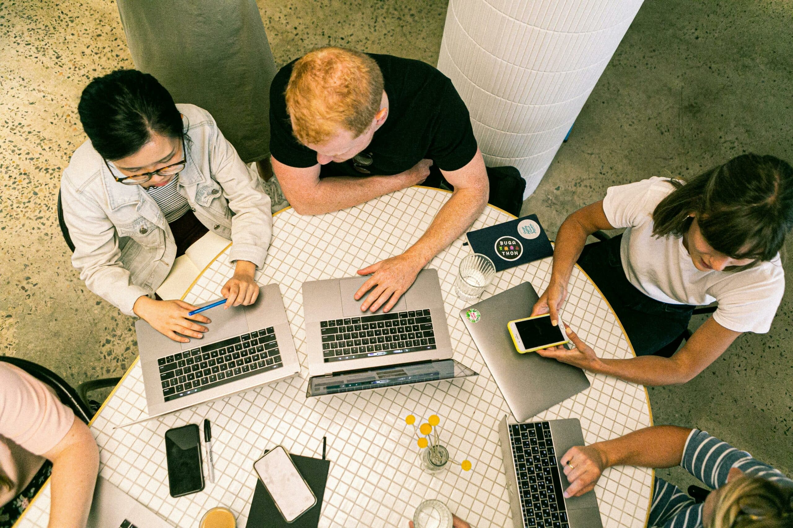 A group working together