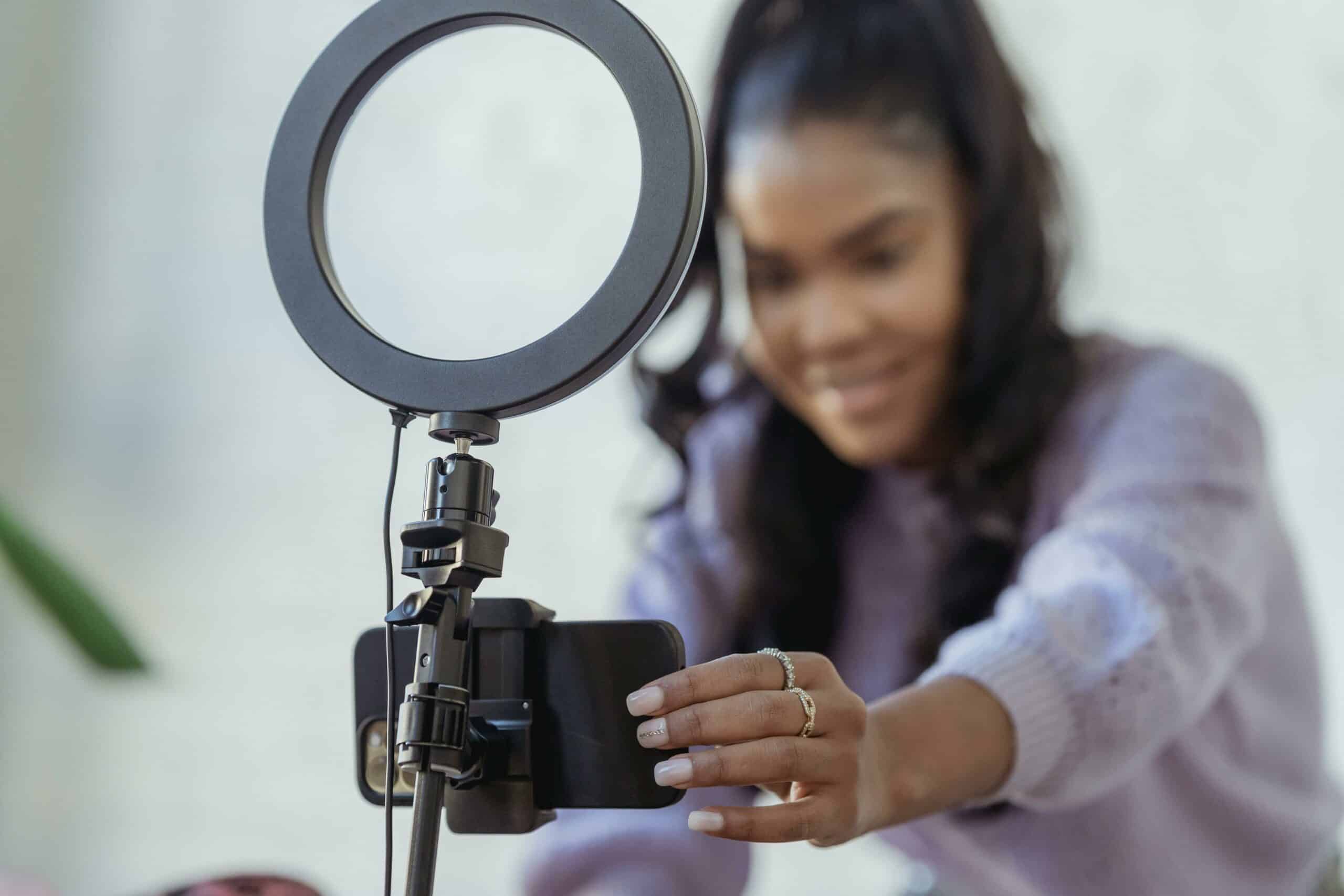 A woman making a short-form content