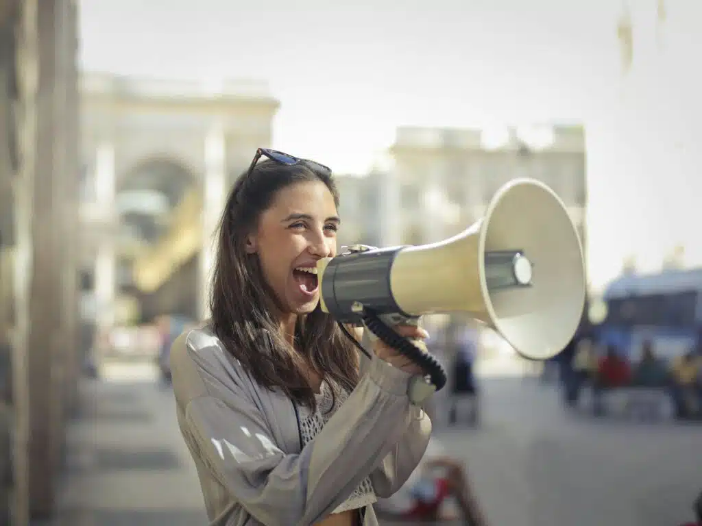 A person with a megaphone