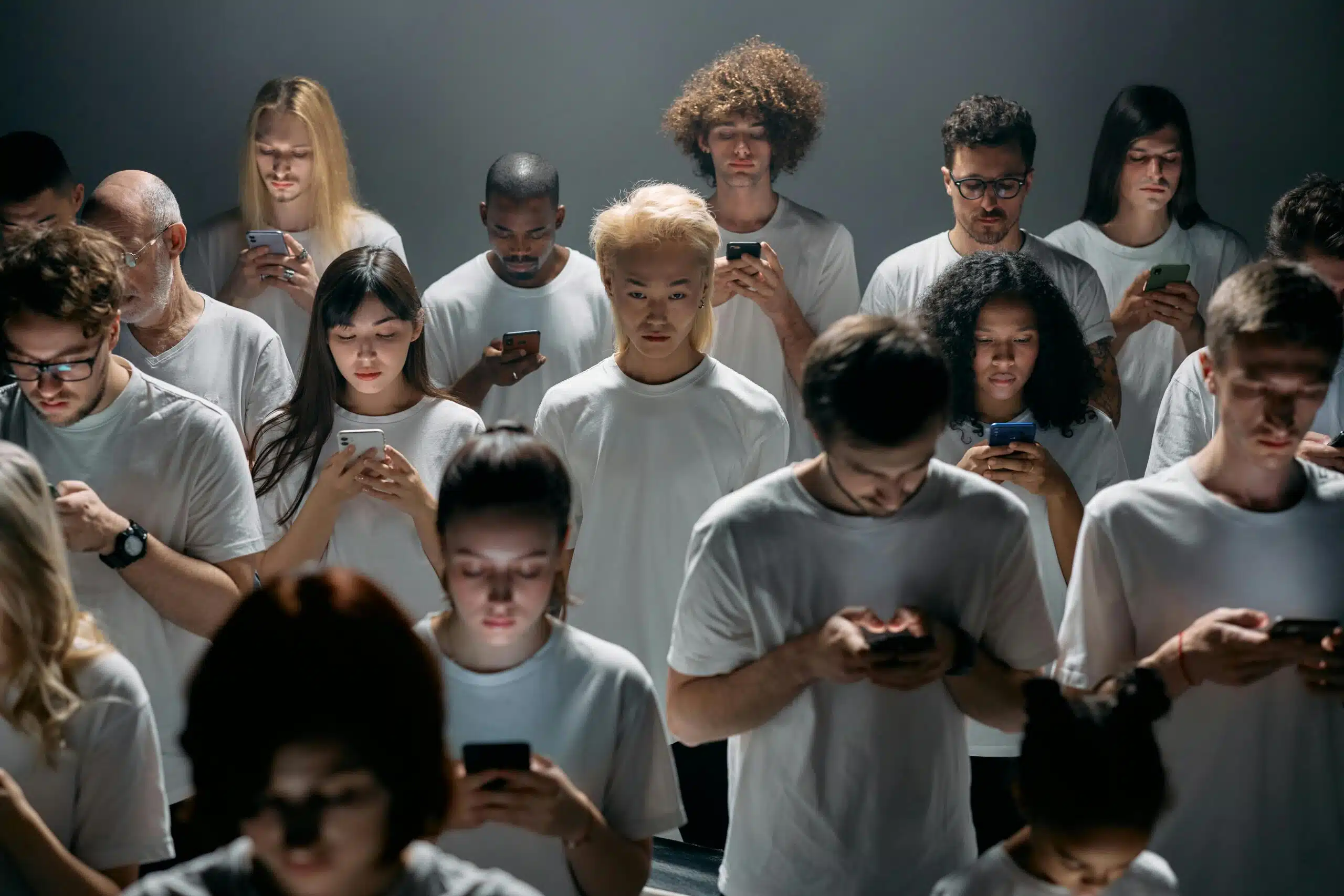 A group of phone users