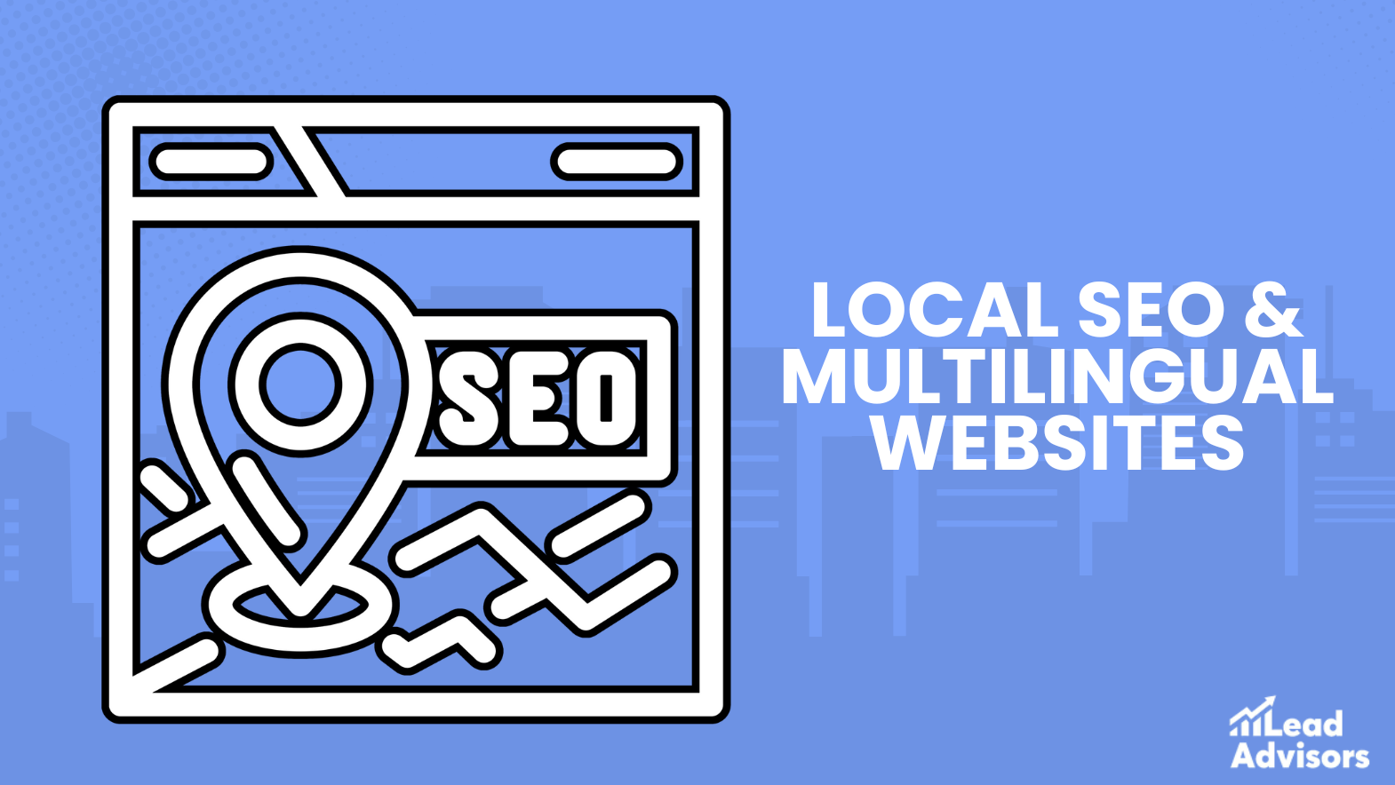 A screenshot of a Google Docs document discussing keyword cannibalization in local SEO and multilingual websites, featuring an infographic with an SEO location pin icon and bold text stating "Local SEO & Multilingual Websites."