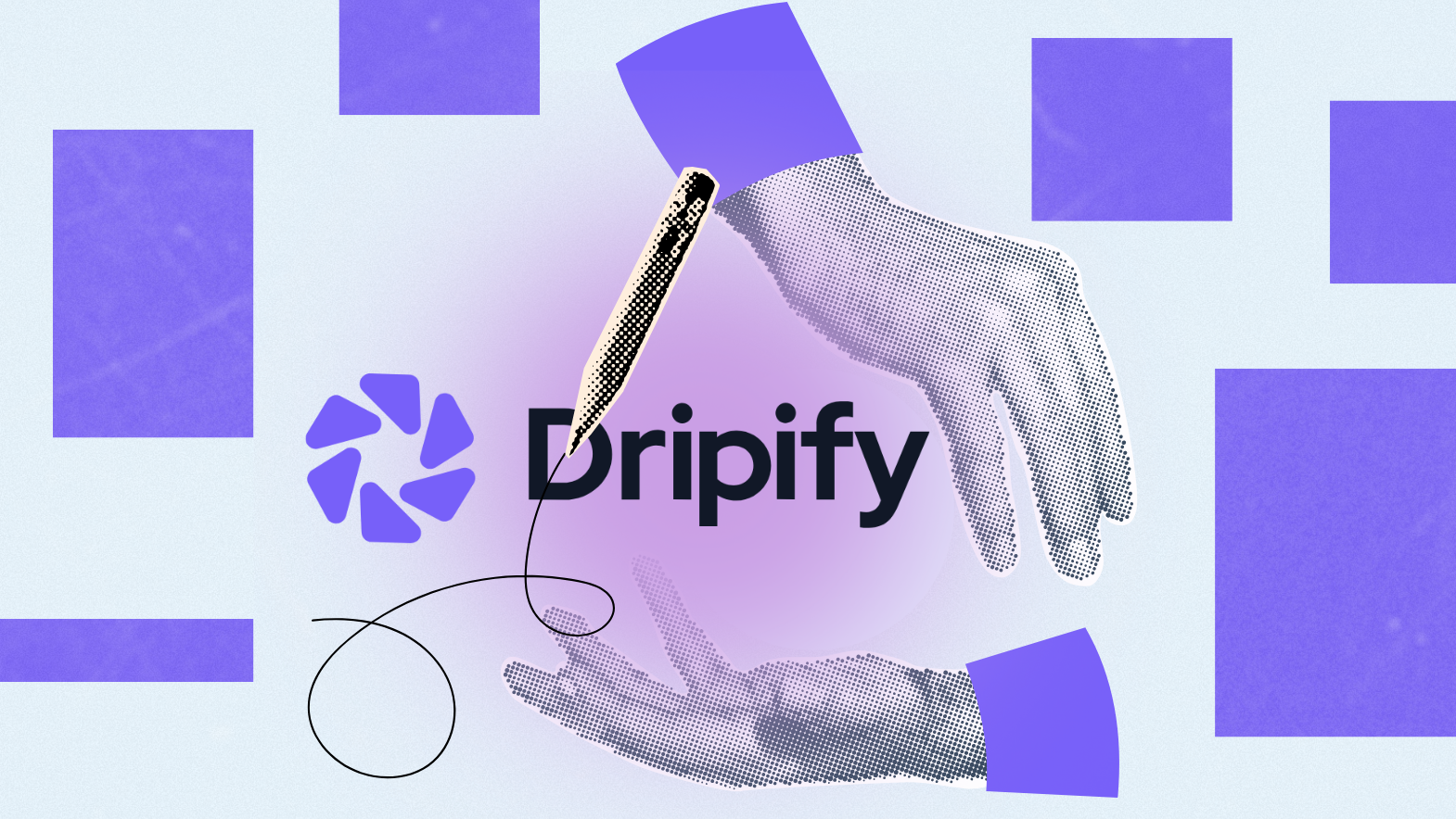 Dripify review header image with stylized hands and pen illustrating LinkedIn automation