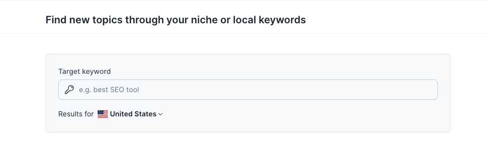 Keyword input field for niche topics