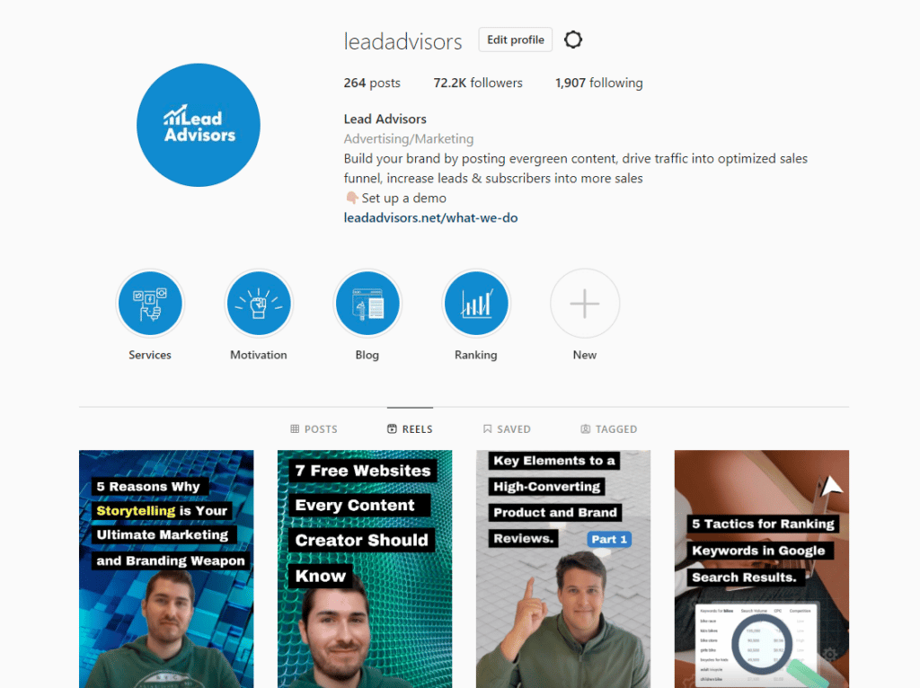 Instagram reel cover highlighting five reasons why storytelling is the ultimate marketing and branding weapon