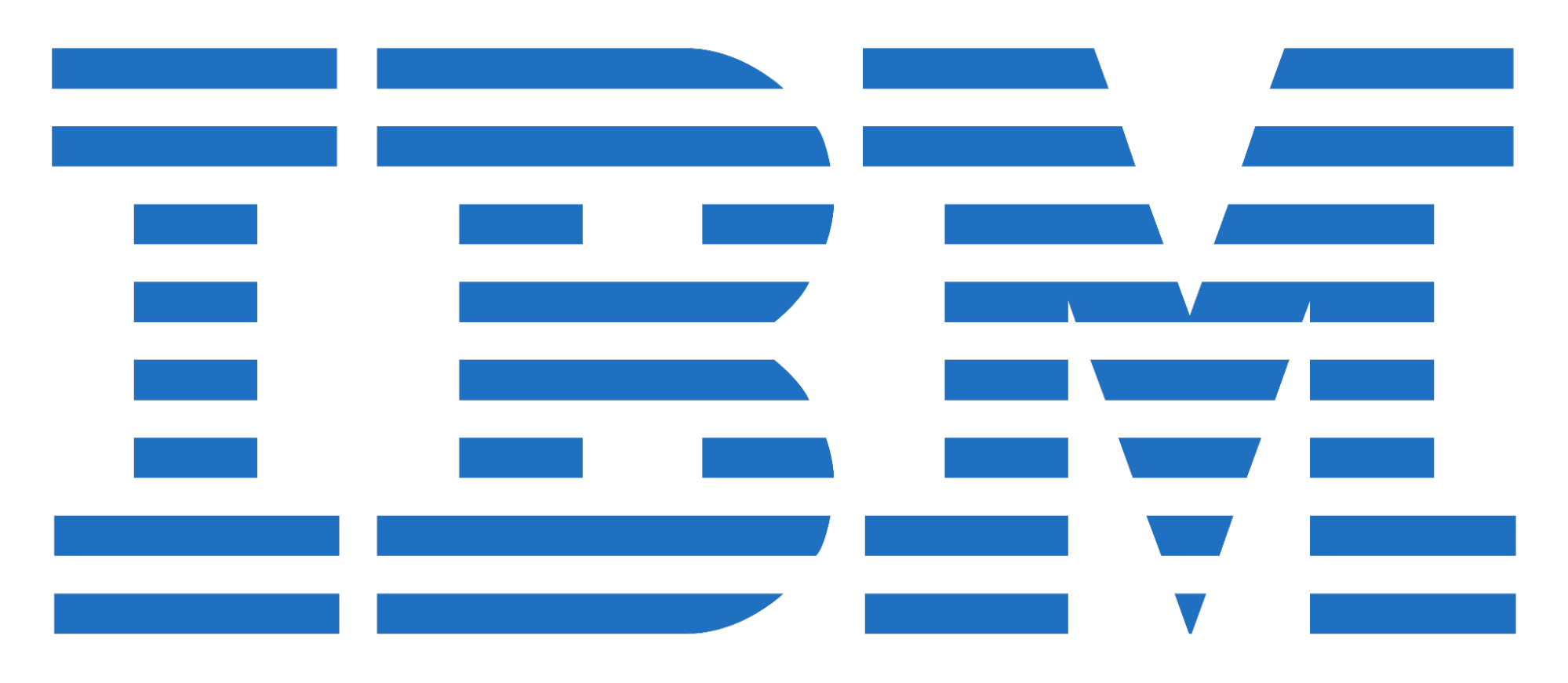 The image features one of the most iconic blue logos: the IBM logo, with bold blue capital letters made of horizontal stripes on a white background.