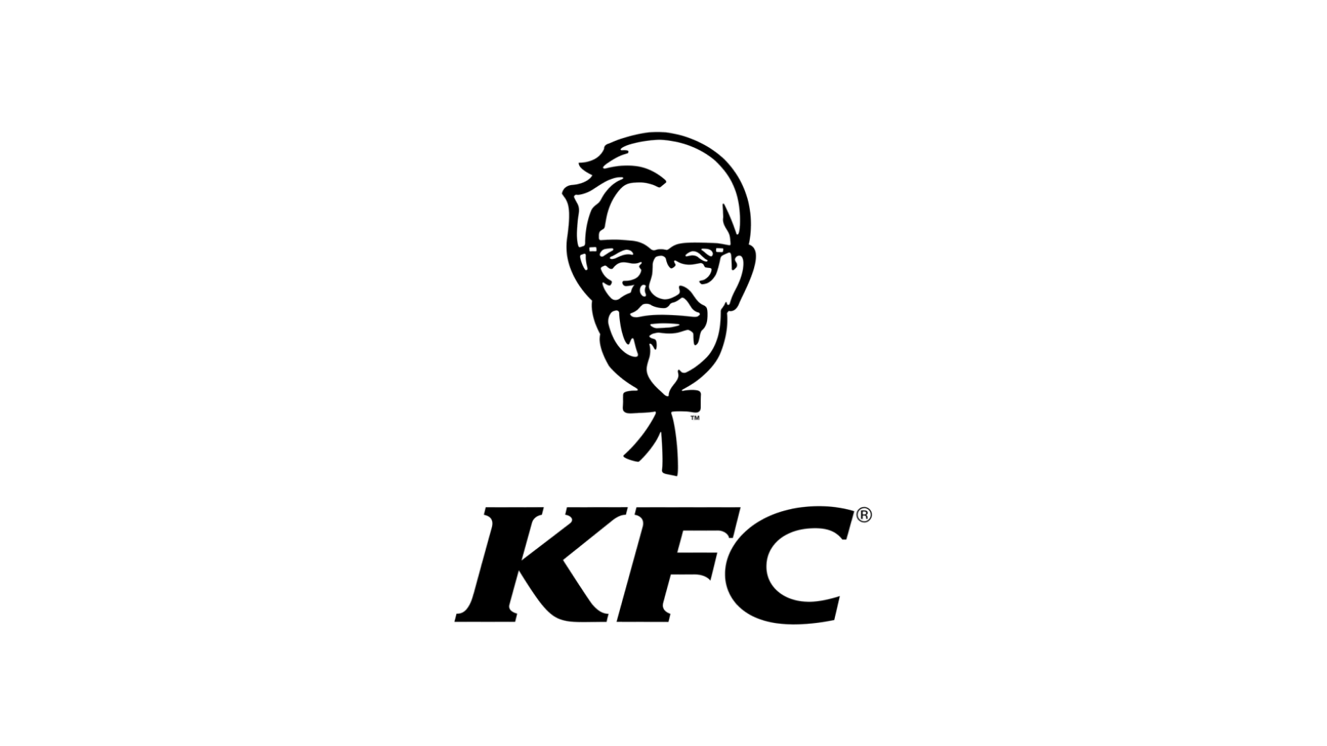 Black and white KFC logo featuring the stylized face of Colonel Sanders above the bold letters KFC on a white background.