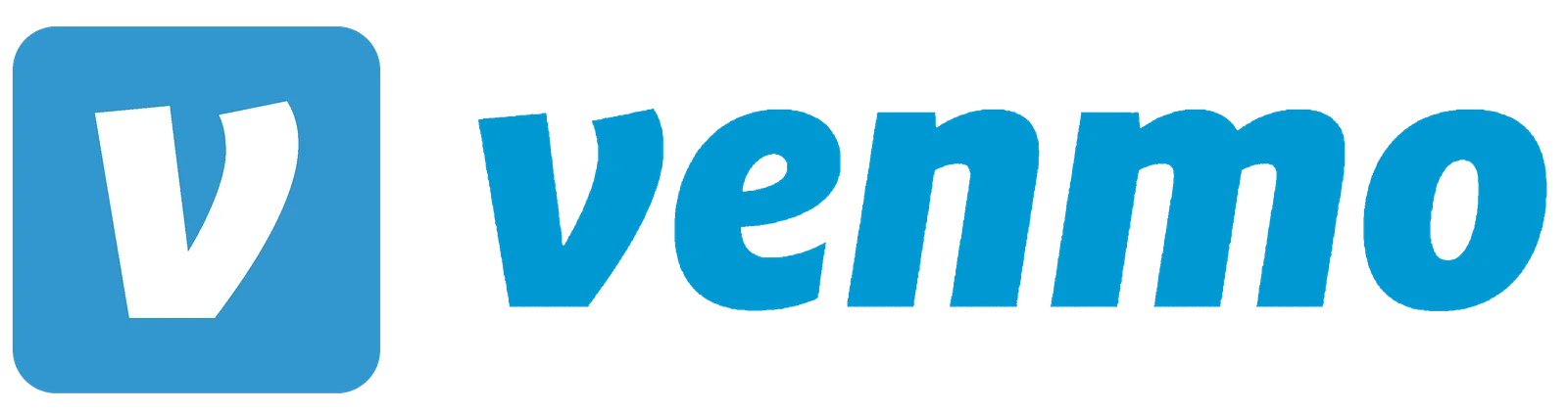 Venmo logo featuring a bold white V inside a blue square, followed by the word venmo in lowercase blue letters—an iconic example among blue logos.