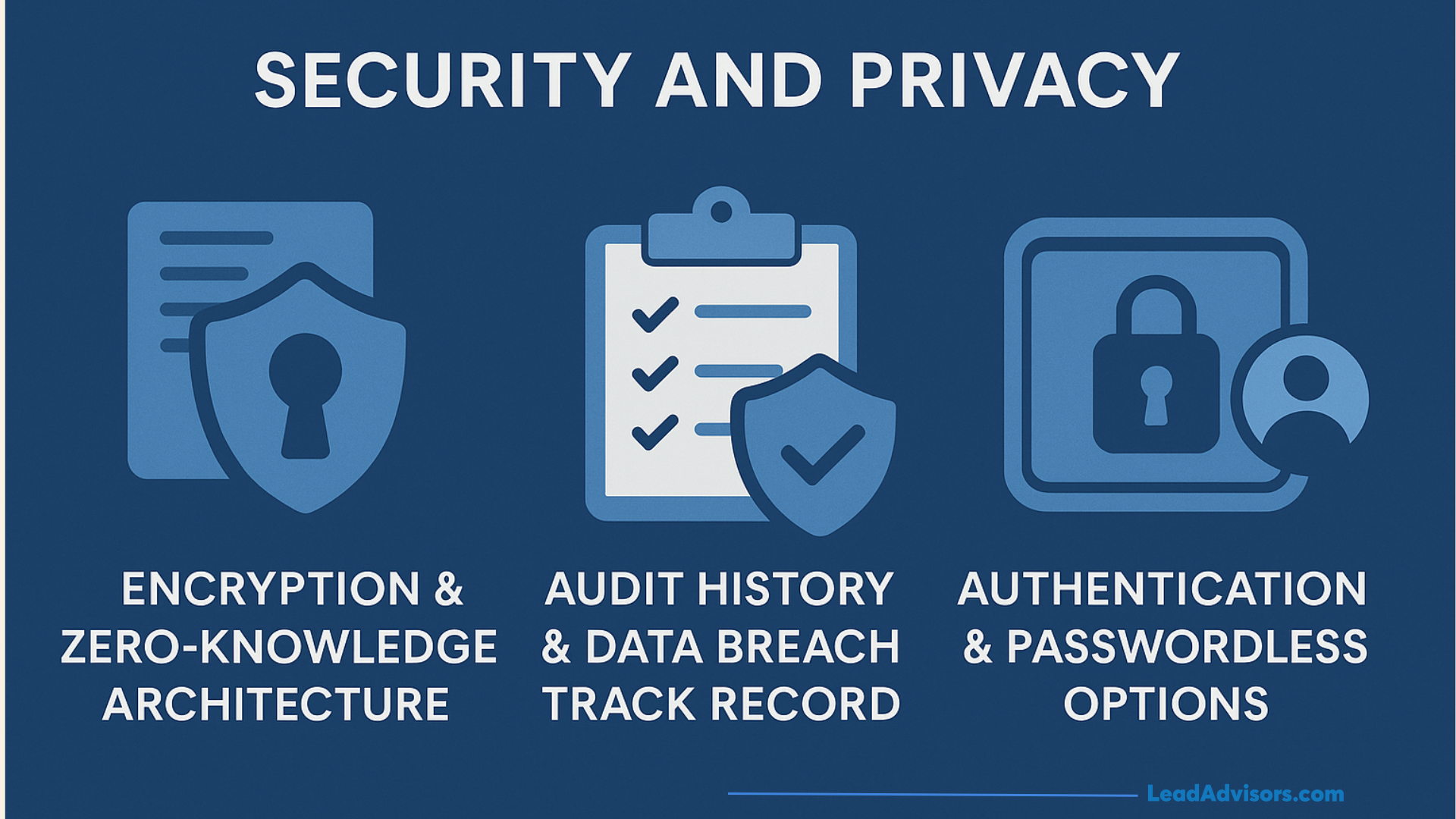 Ease of use comparison graphic illustrating password manager features such as setup, desktop apps, mobile performance, and cross-platform syncing.