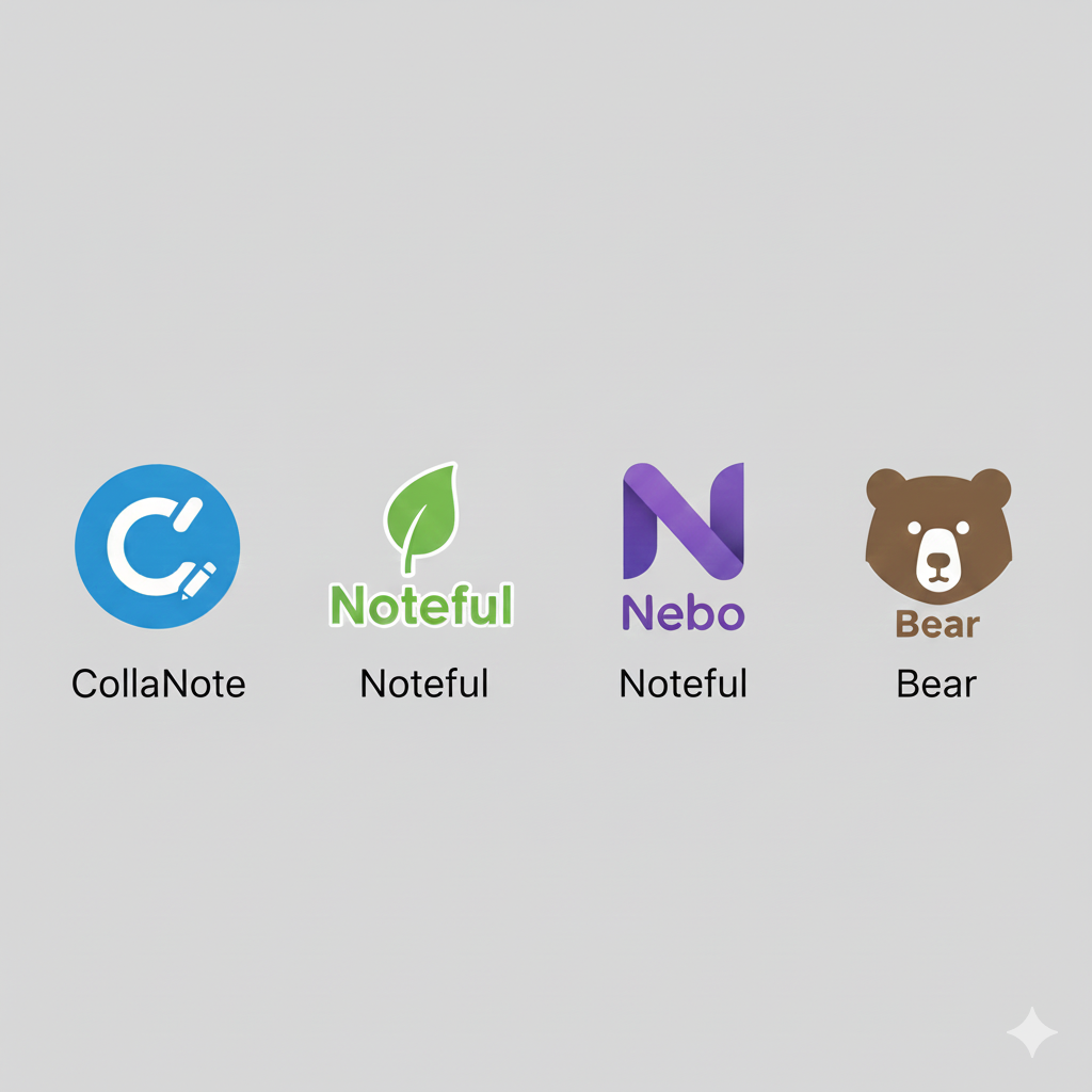note-taking-app-icons-collanote-noteful-nebo-bear
