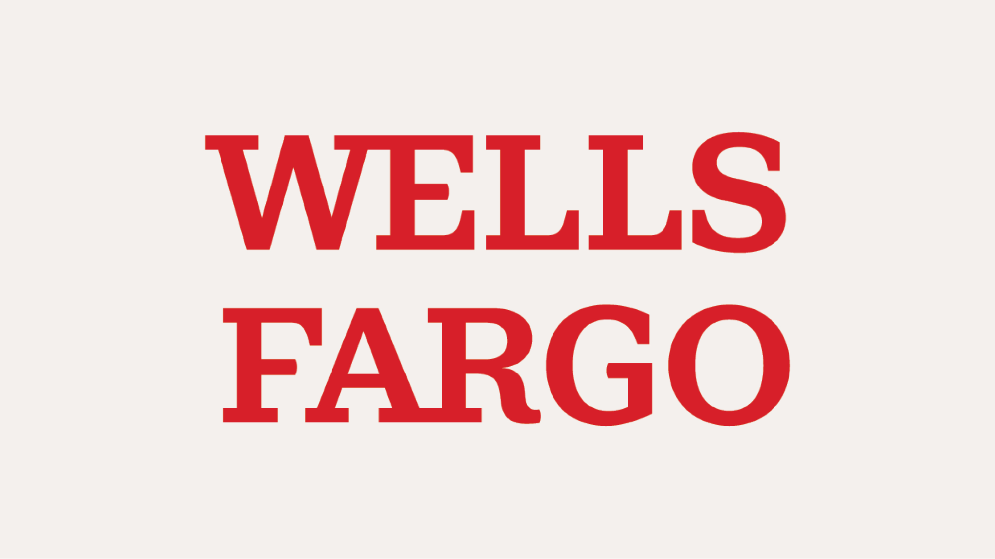 The Wells Fargo logo featuring bold red uppercase text on a light background.