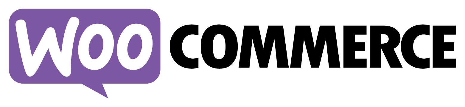 The WooCommerce logo featuring the word "Woo" inside a purple speech bubble followed by "COMMERCE" in black bold text.
