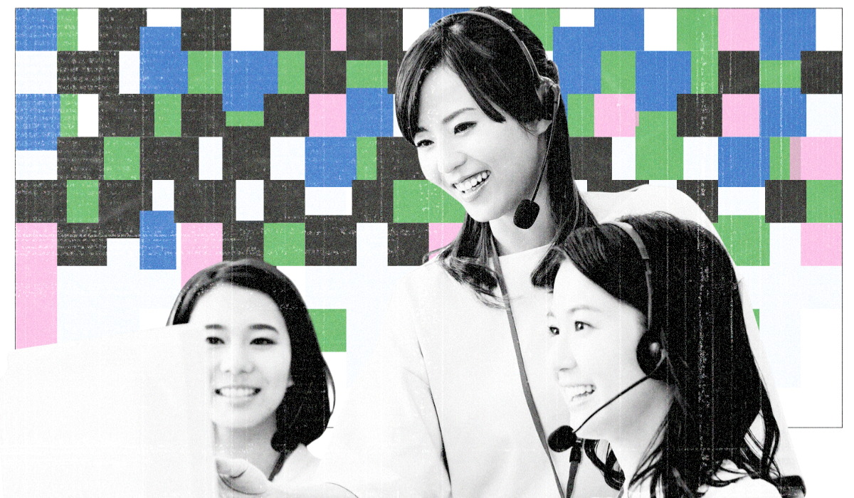 Stylized hero image of BPO call center agents wearing headsets, representing the enterprise outsourcing partnerships that require structured reporting and governance.