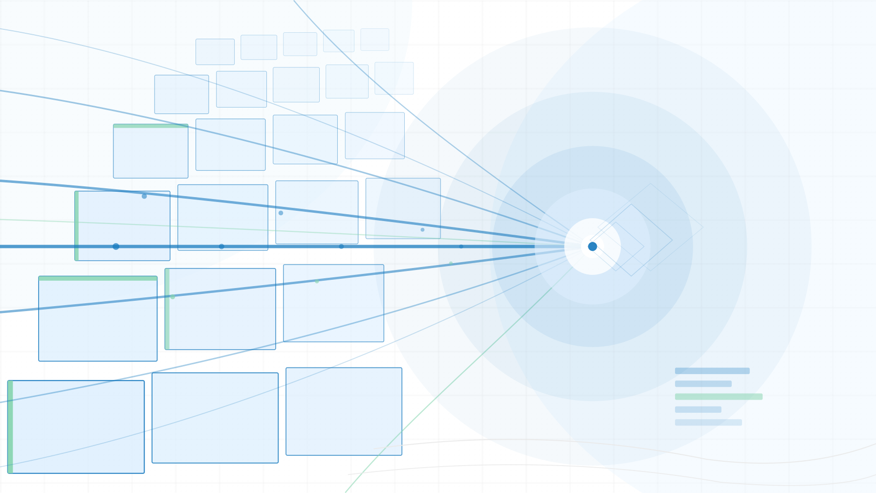Abstract geometric illustration representing inbound call center support infrastructure, with interconnected data points converging toward a central hub — used as the featured image for the LeadAdvisors managed inbound operations guide.