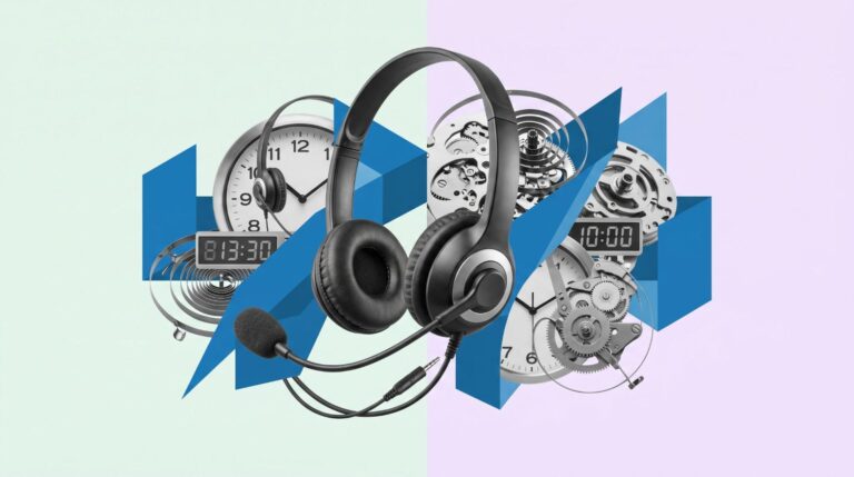Concept image representing modern outbound calling operations—headset, time, and systems working together. Illustrates the shift in B2B telemarketing toward disciplined, multi-channel execution and timing.