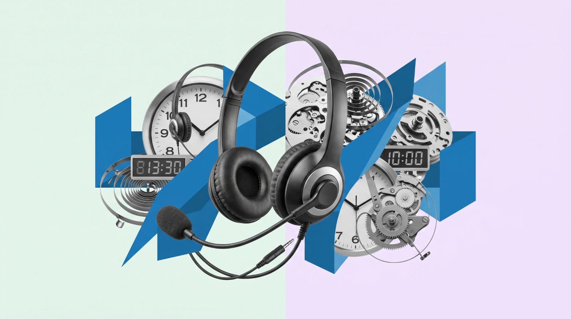 Concept image representing modern outbound calling operations—headset, time, and systems working together. Illustrates the shift in B2B telemarketing toward disciplined, multi-channel execution and timing.