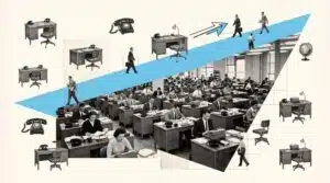 Abstract illustration of a call center scaling outbound activity, representing B2B cold calling and pipeline production