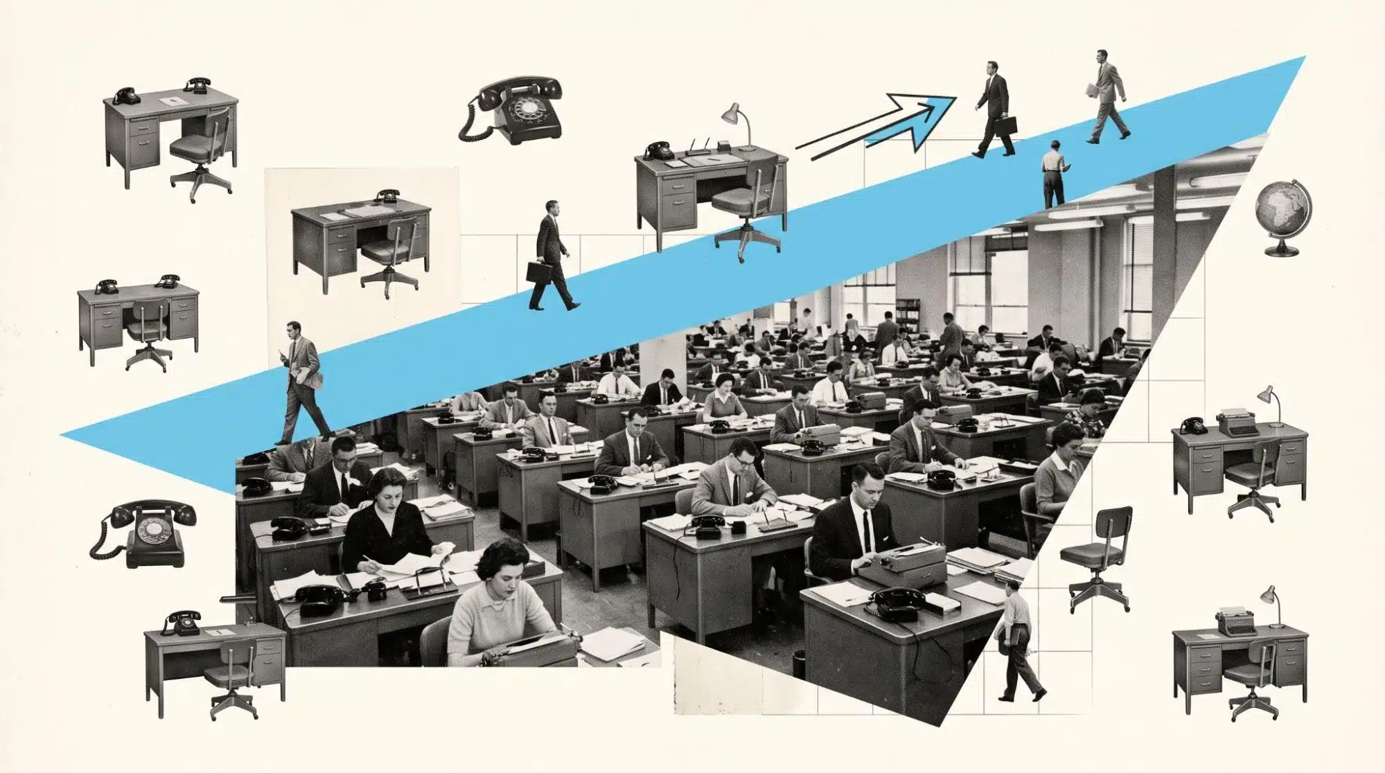 Abstract illustration of a call center scaling outbound activity, representing B2B cold calling and pipeline production
