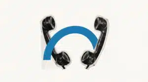 Abstract insurance call illustration with two phone handsets, representing live transfers to licensed agents