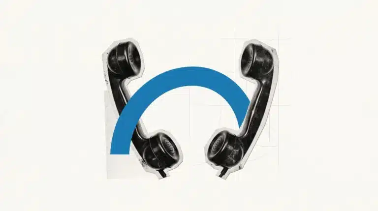 Abstract insurance call illustration with two phone handsets, representing live transfers to licensed agents